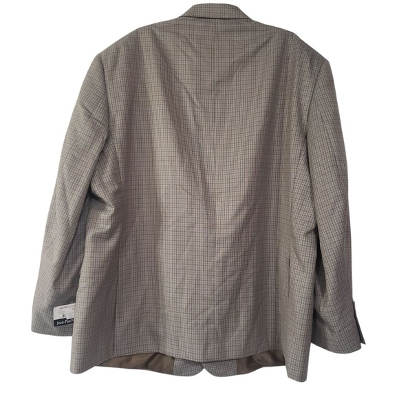 NWT Jean Paul Germain Sport Blazer Men Tan Blue 56R Plaid Lined Tweed Two Button - Picture 2 of 15